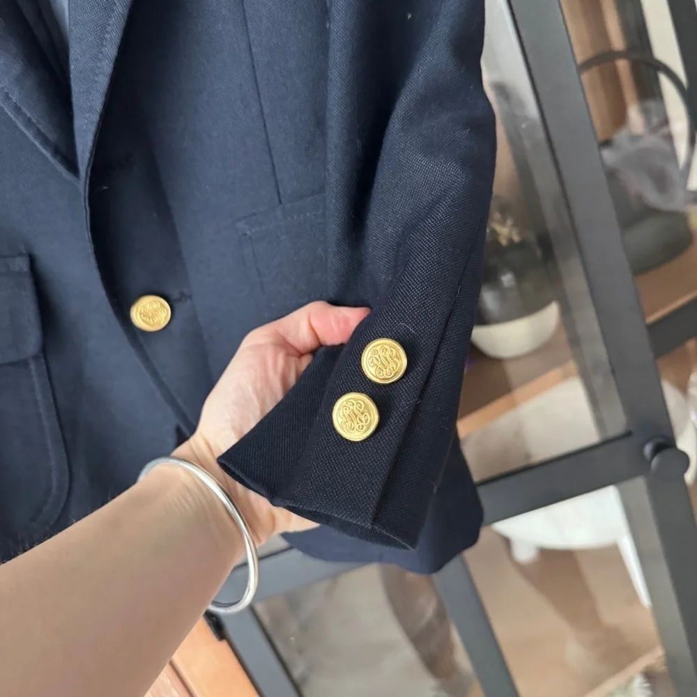 Vintage Christian Dior blazer suit jacket boys navy formal blacktie gold buttons